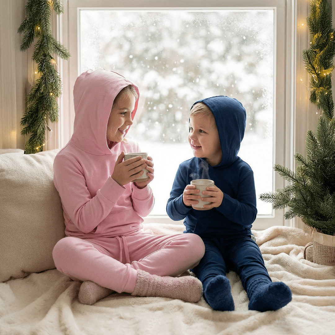 Hooded Jogger Set for Kids in Carnation Pink | Soft Luxaboo French Terry Matching Set