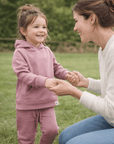 Hooded Jogger Set for Kids in Petunia Pink | Soft Luxaboo French Terry Matching Set