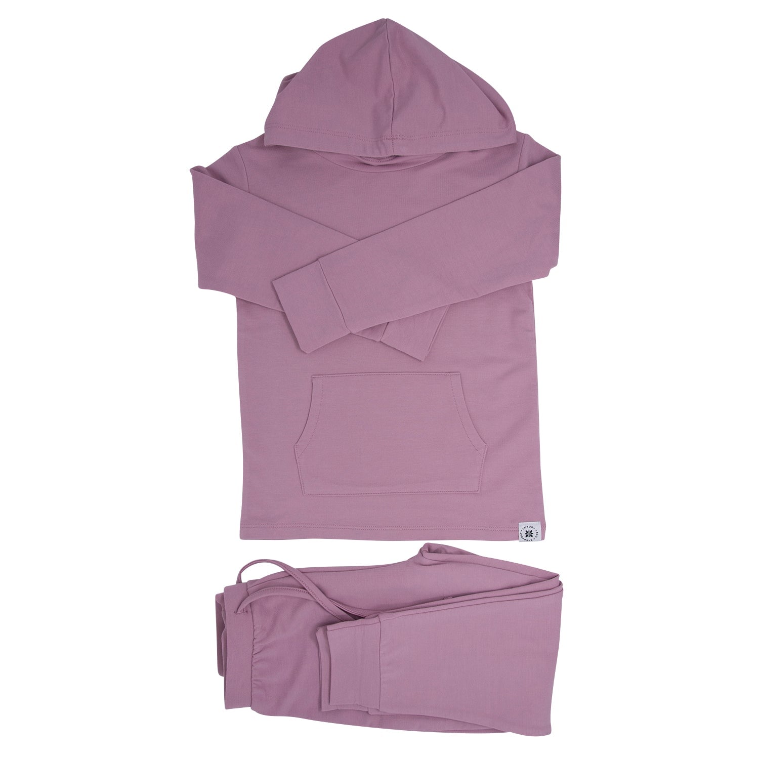 Hooded Jogger Set for Kids in Petunia Pink | Soft Luxaboo French Terry Matching Set