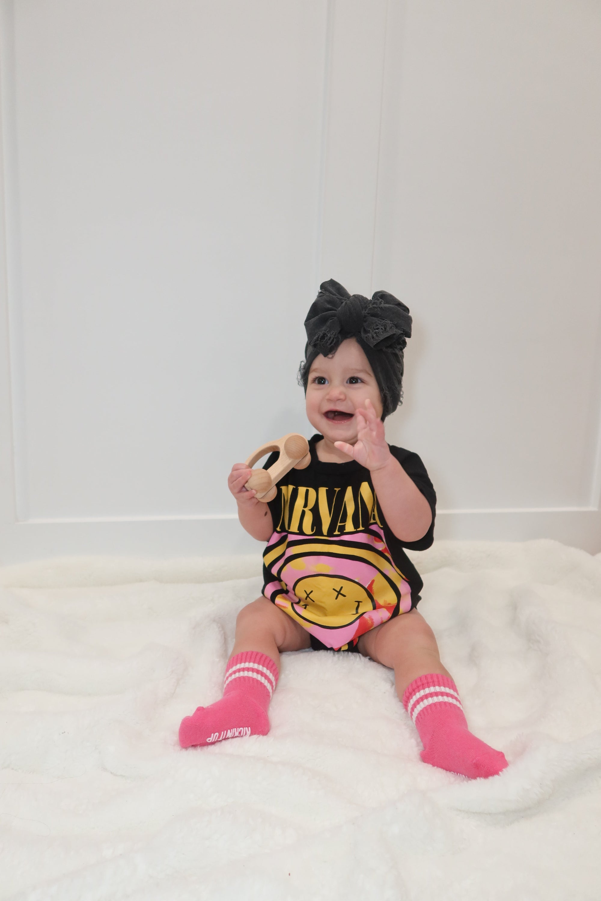 Paige Kids and Family Socks | Pink Stripe Everyday Crew Socks