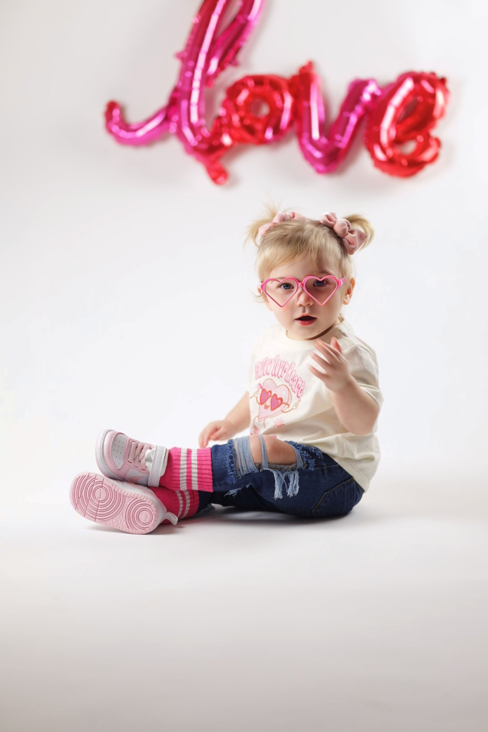 Paige Kids and Family Socks | Pink Stripe Everyday Crew Socks