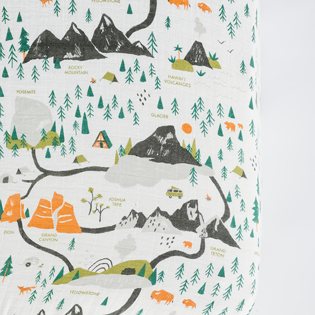 Map of national parks with illustrations on a white background