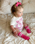 Paige Kids and Family Socks | Pink Stripe Everyday Crew Socks