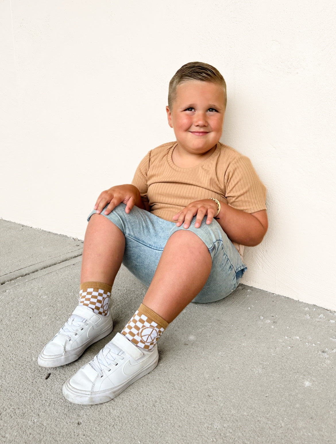 Tatum Peace Checker Socks | Neutral Checker Kids and Family Socks