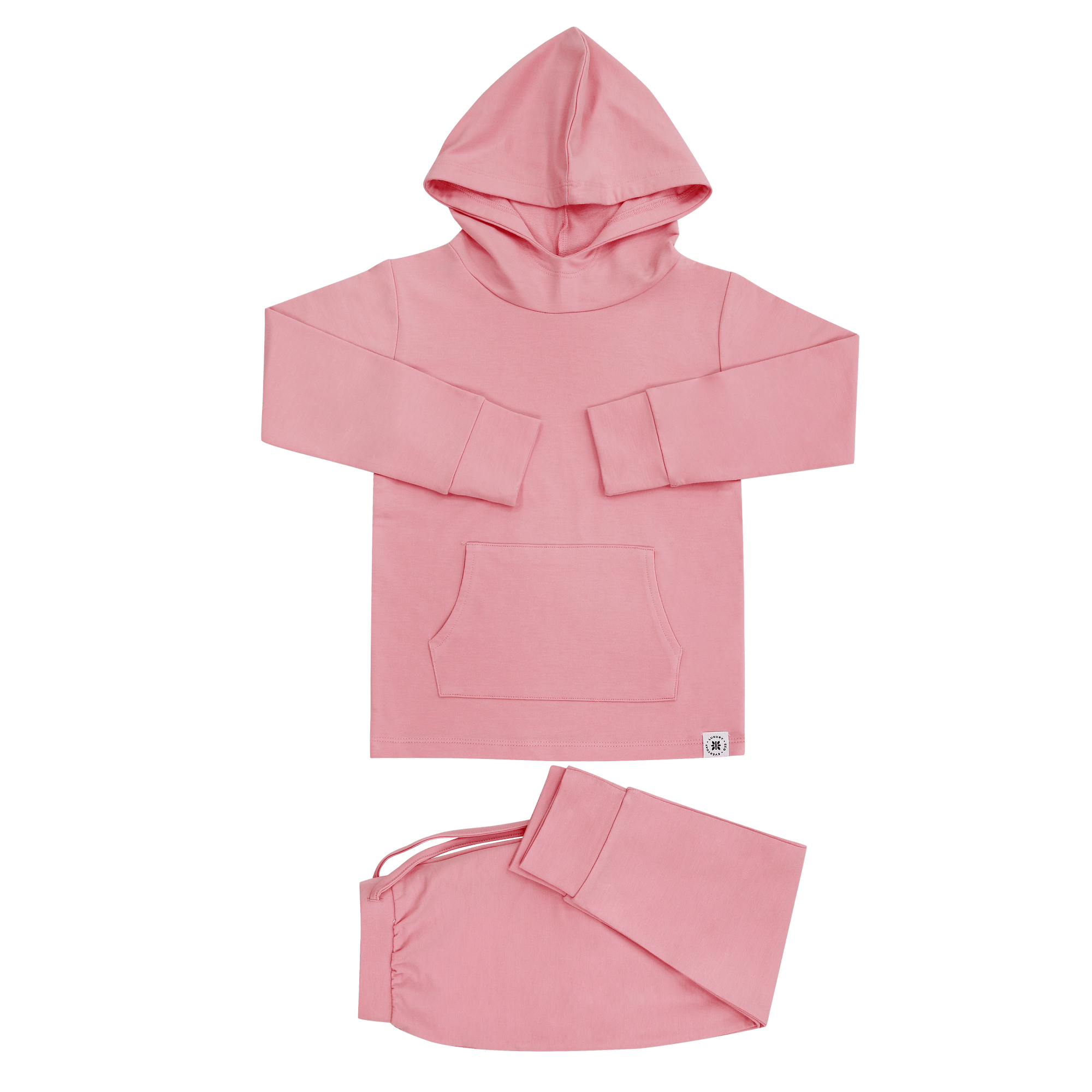 Hooded Jogger Set for Kids in Pink Peony | Soft Luxaboo French Terry Matching Set