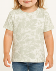 Toddler wearing the Rabbit Skins 3321EX haze tie dye fine jersey tee, front view, ideal for custom printing