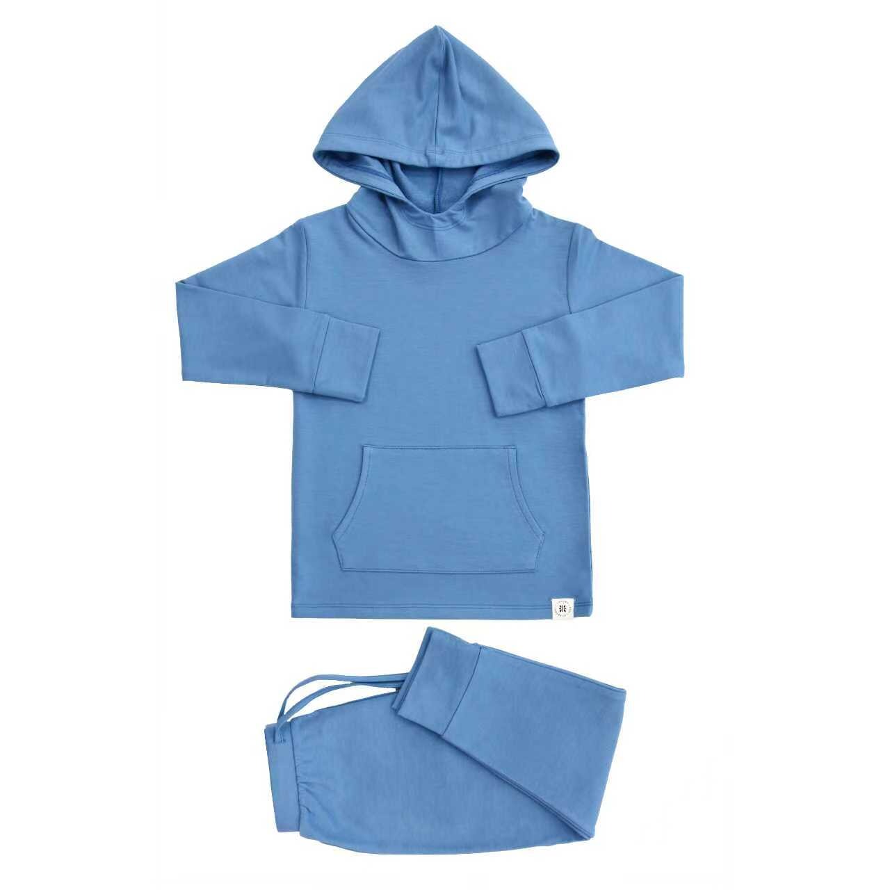 Hooded Jogger Set for Kids in Sailor Blue | Soft Luxaboo French Terry Matching Set